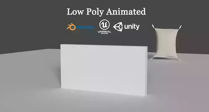 Animated Pillow Cushion for Physics Simulation Low-poly 3D model