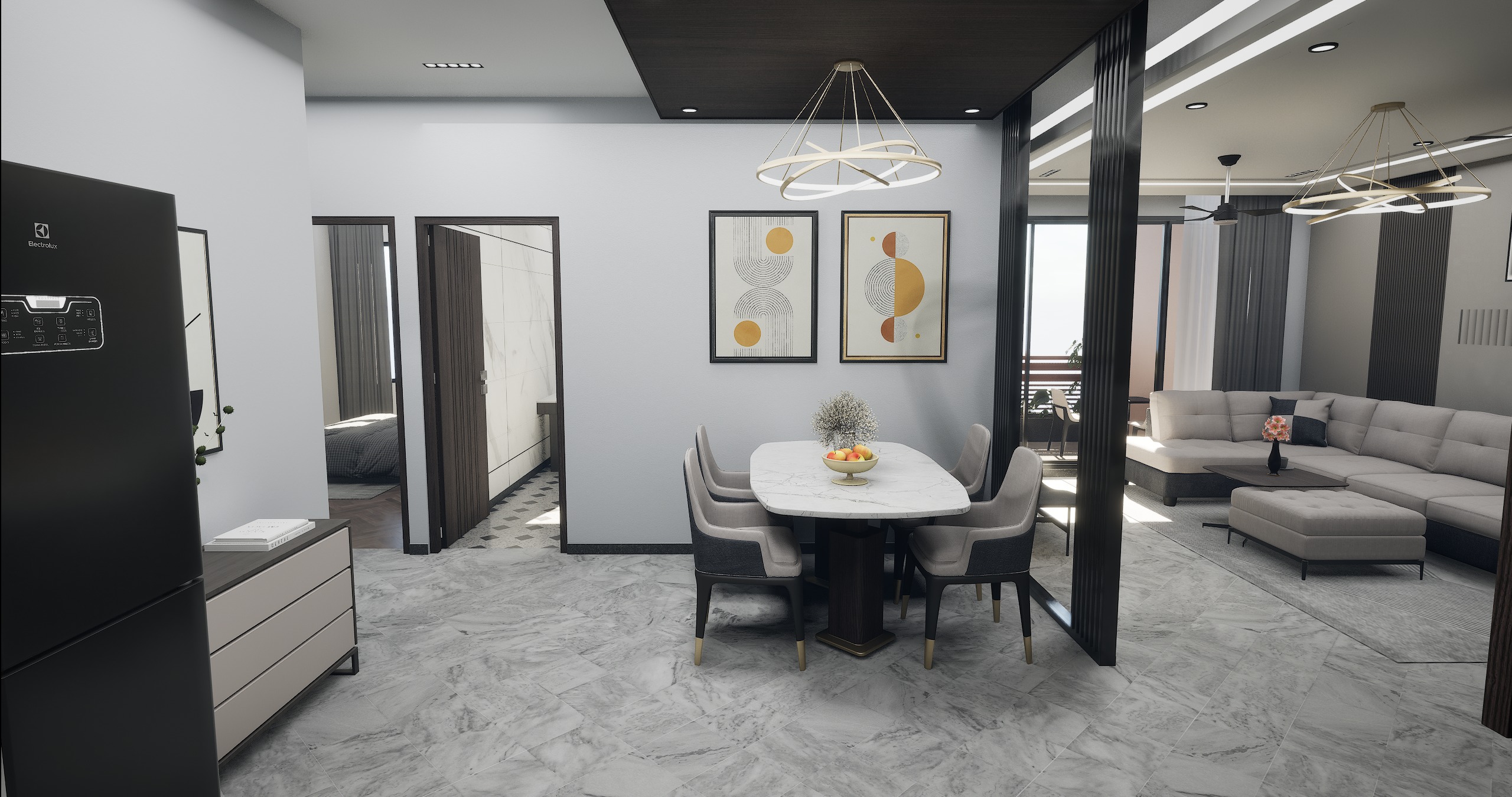 Modern Apartment Interior with Assets and Materials Collection _11