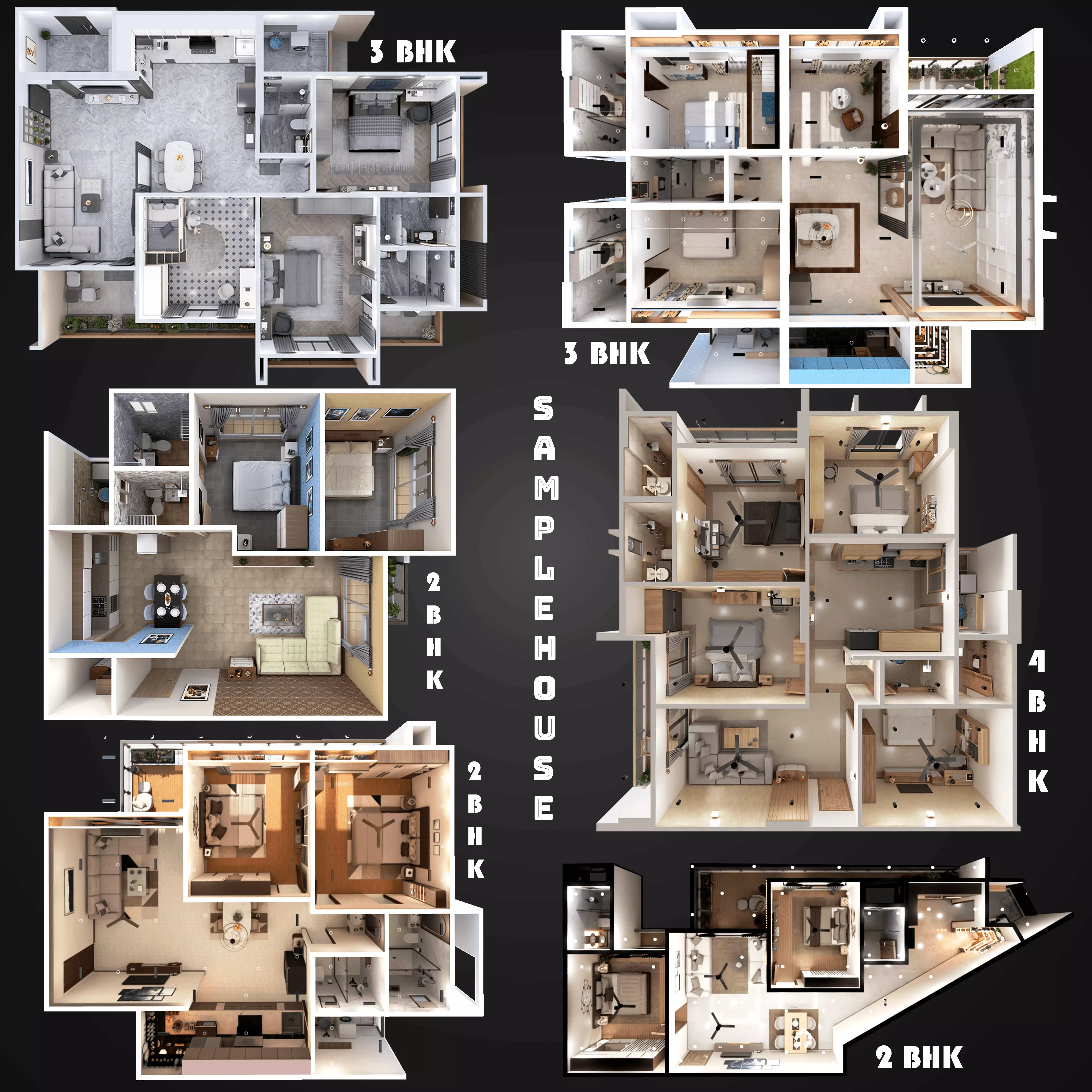 Modern Apartment Interior with Assets and Materials Collection _0