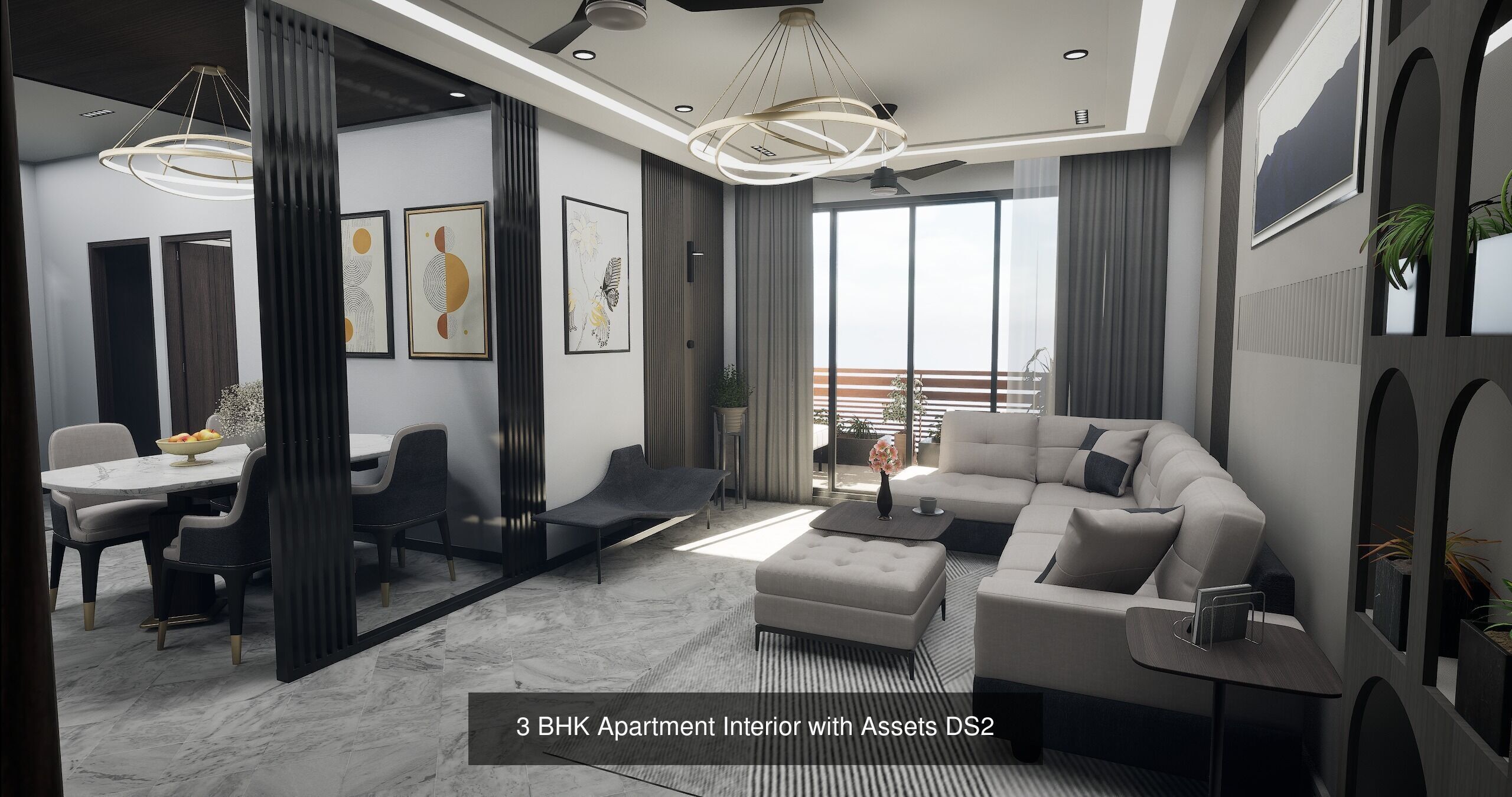Modern Apartment Interior with Assets and Materials Collection _7