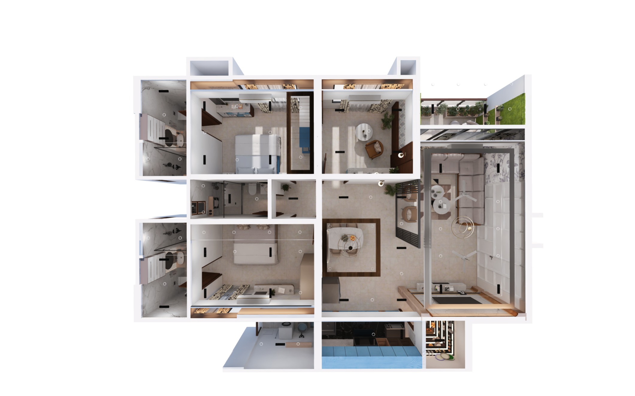 Modern Apartment Interior with Assets and Materials Collection _2