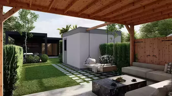 Garden Landscape 3D Model - SketchUp and Lumion Scene 3D model 3D model