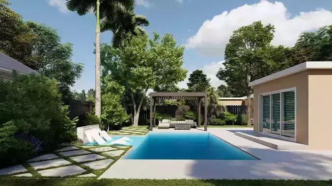 Garden Landscape 3D Model - SketchUp and Lumion Scene 3D model