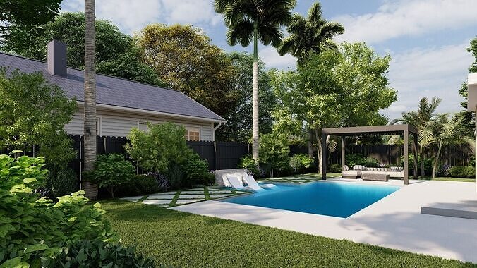 Garden Landscape 3D Model - SketchUp and Lumion Scene 3D model 3D model 2