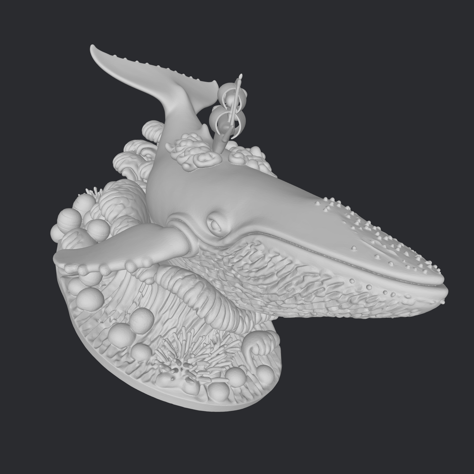 whale and sea figure 3D print model_2