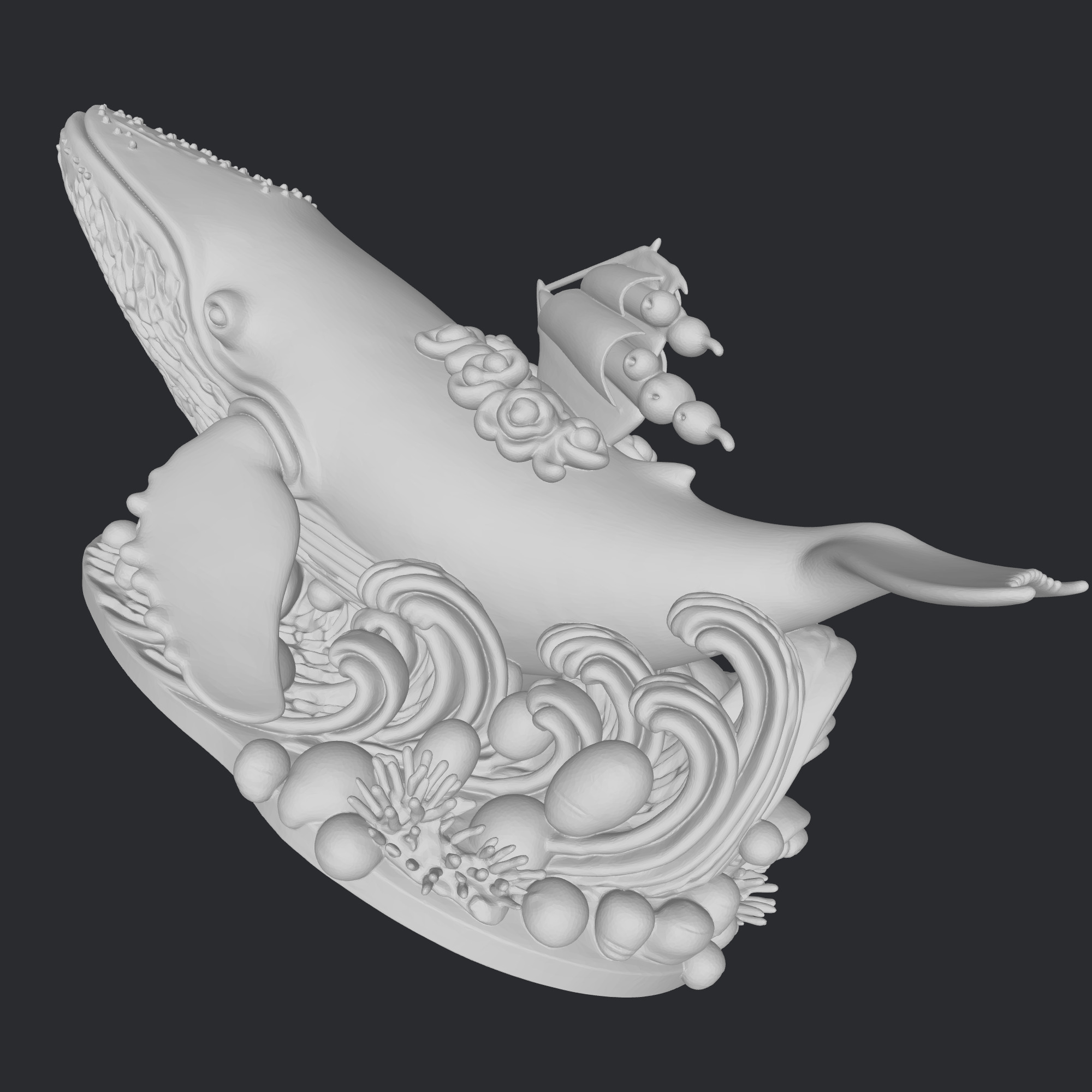 whale and sea figure 3D print model_6