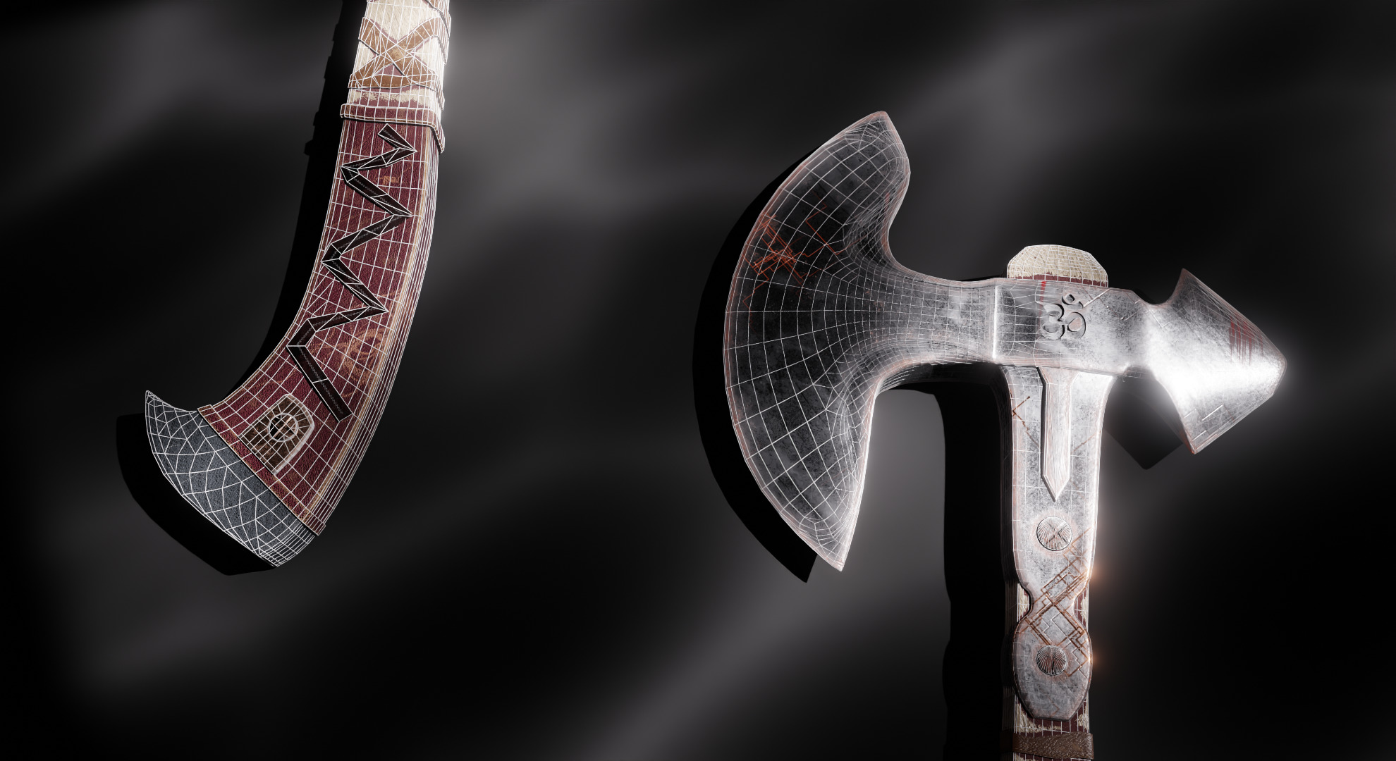 Battle Axe Low-poly 3D model_3