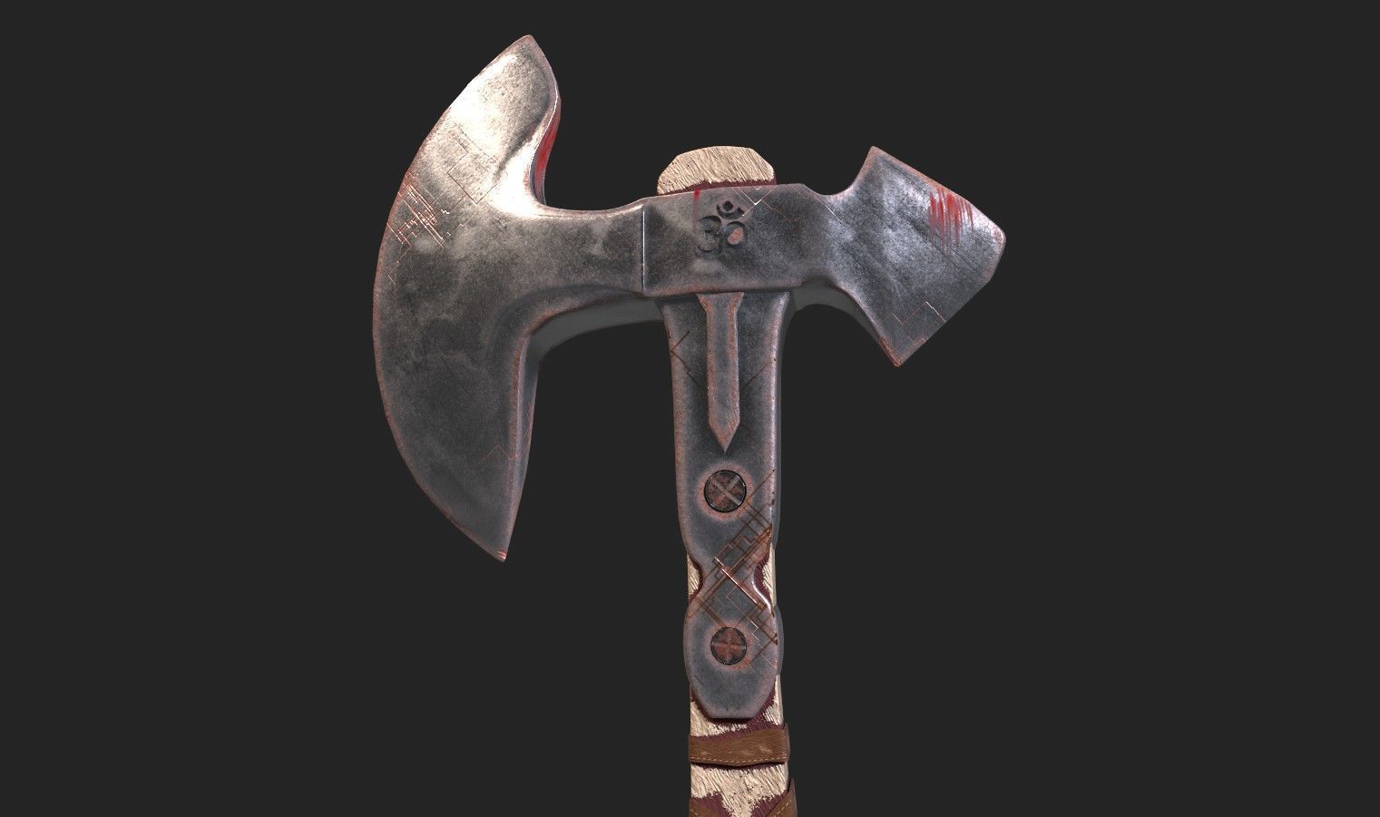 Battle Axe Low-poly 3D model_2
