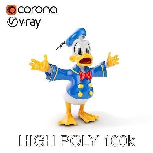 D Cartoon Duck Character Model in Sailor Outfit Low-poly 3D model