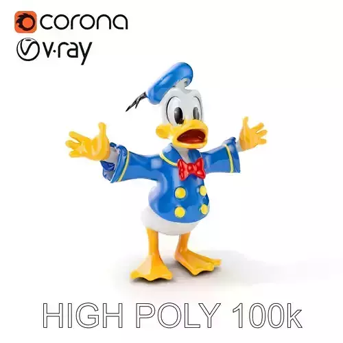 D Cartoon Duck Character Model in Sailor Outfit