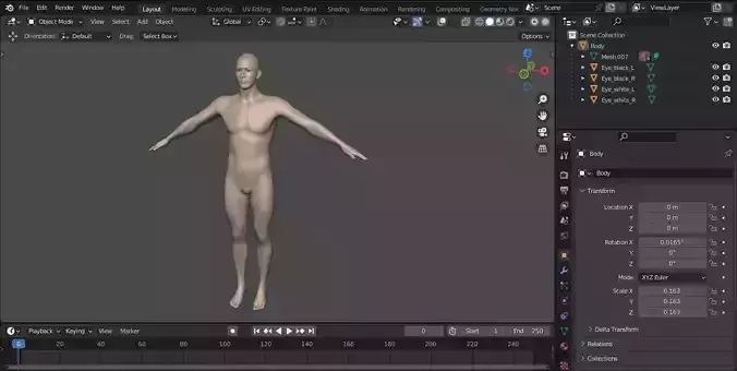 Realistic Male Nude Character