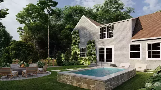 Garden Landscape 3D Model - SketchUp and Lumion Scene 3D model