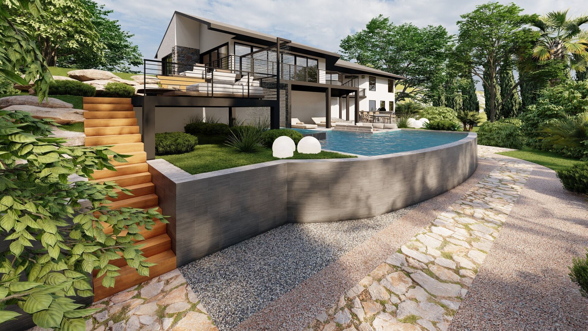 Garden Landscape 3D Model - SketchUp and Lumion Scene 3D model 3D model_1