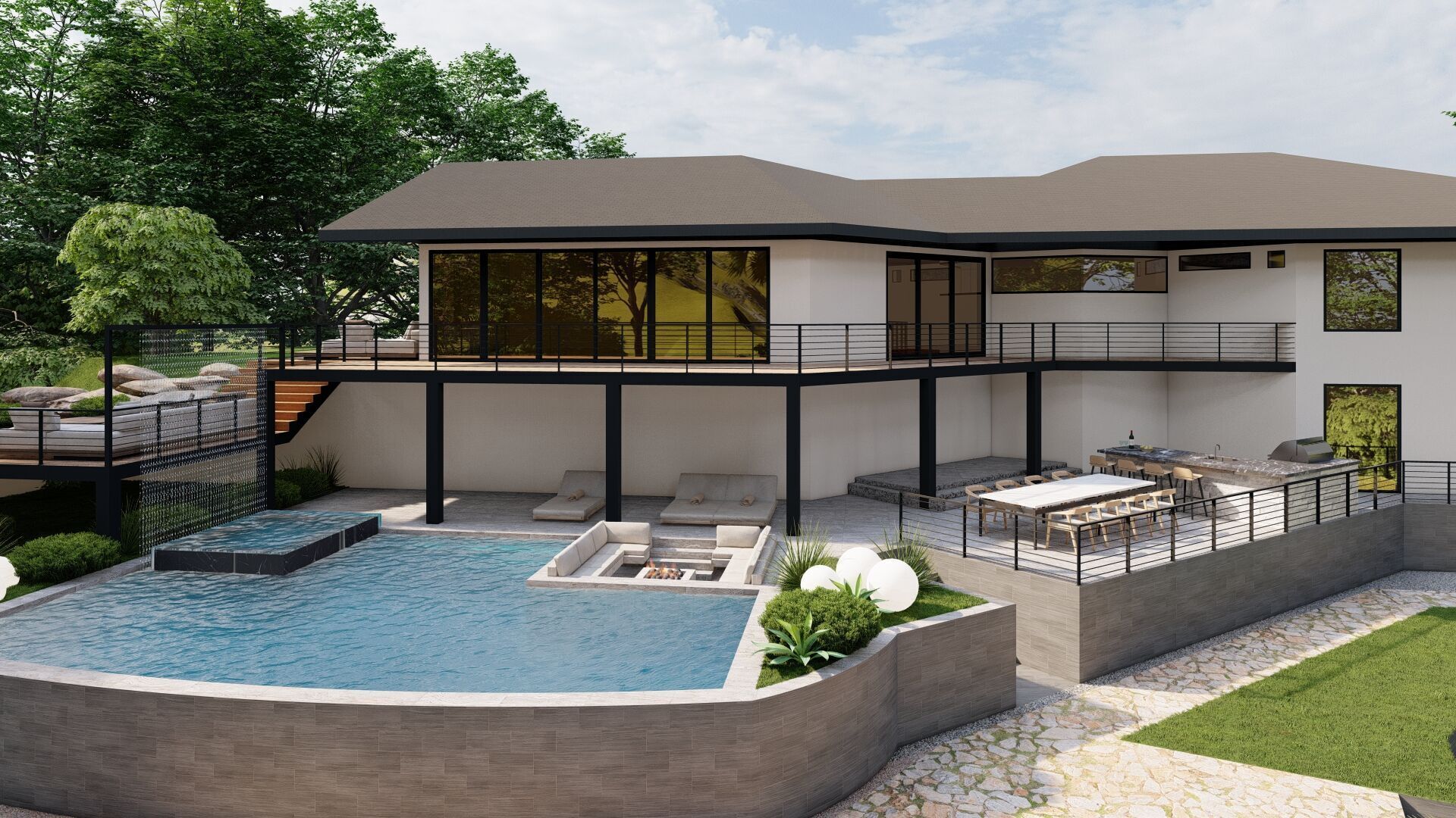 Garden Landscape 3D Model - SketchUp and Lumion Scene 3D model 3D model_3