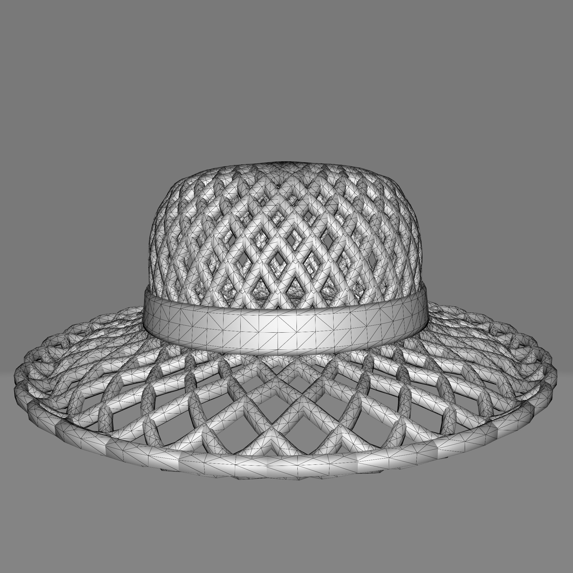 Straw hat Low-poly 3D model_1