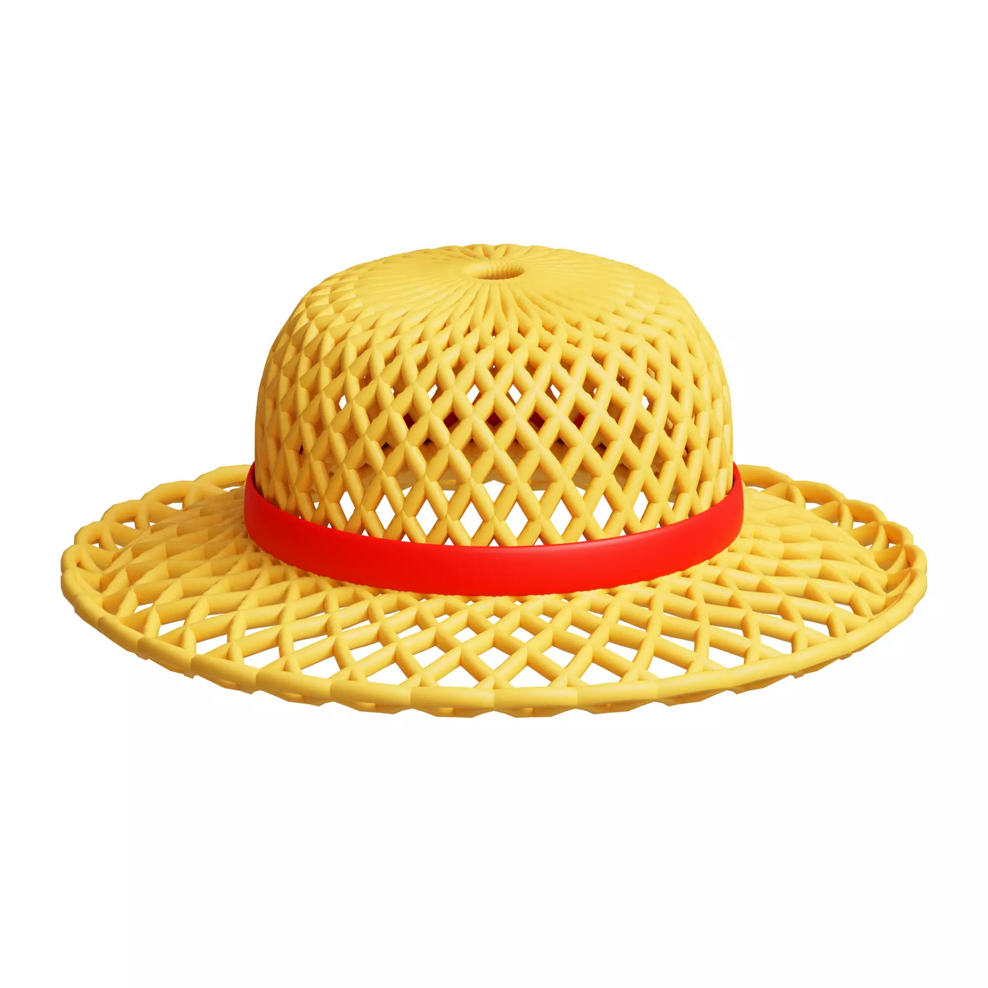 Straw hat Low-poly 3D model_0