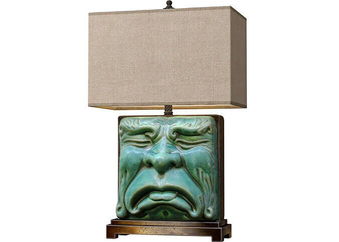 Modern Decor Statuette Tragedy Mask Sculpture Table Lamp 3D model