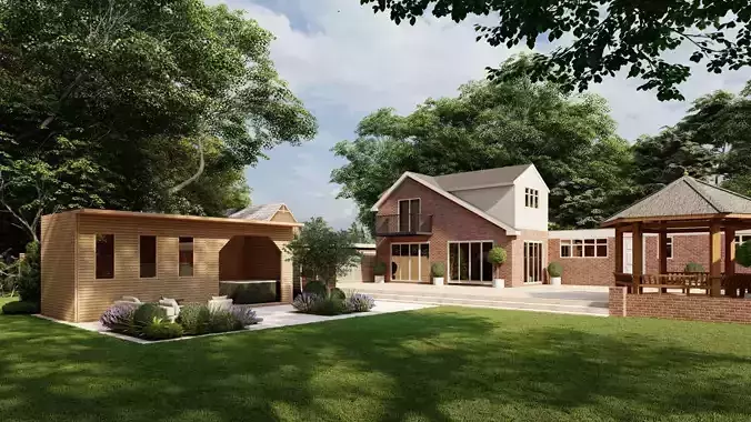 Garden Landscape 3D Model - SketchUp and Lumion Scene 3D model