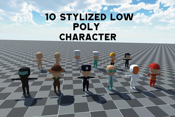 Stylized Character Bundle  Fully Rigged Low-poly 3D model