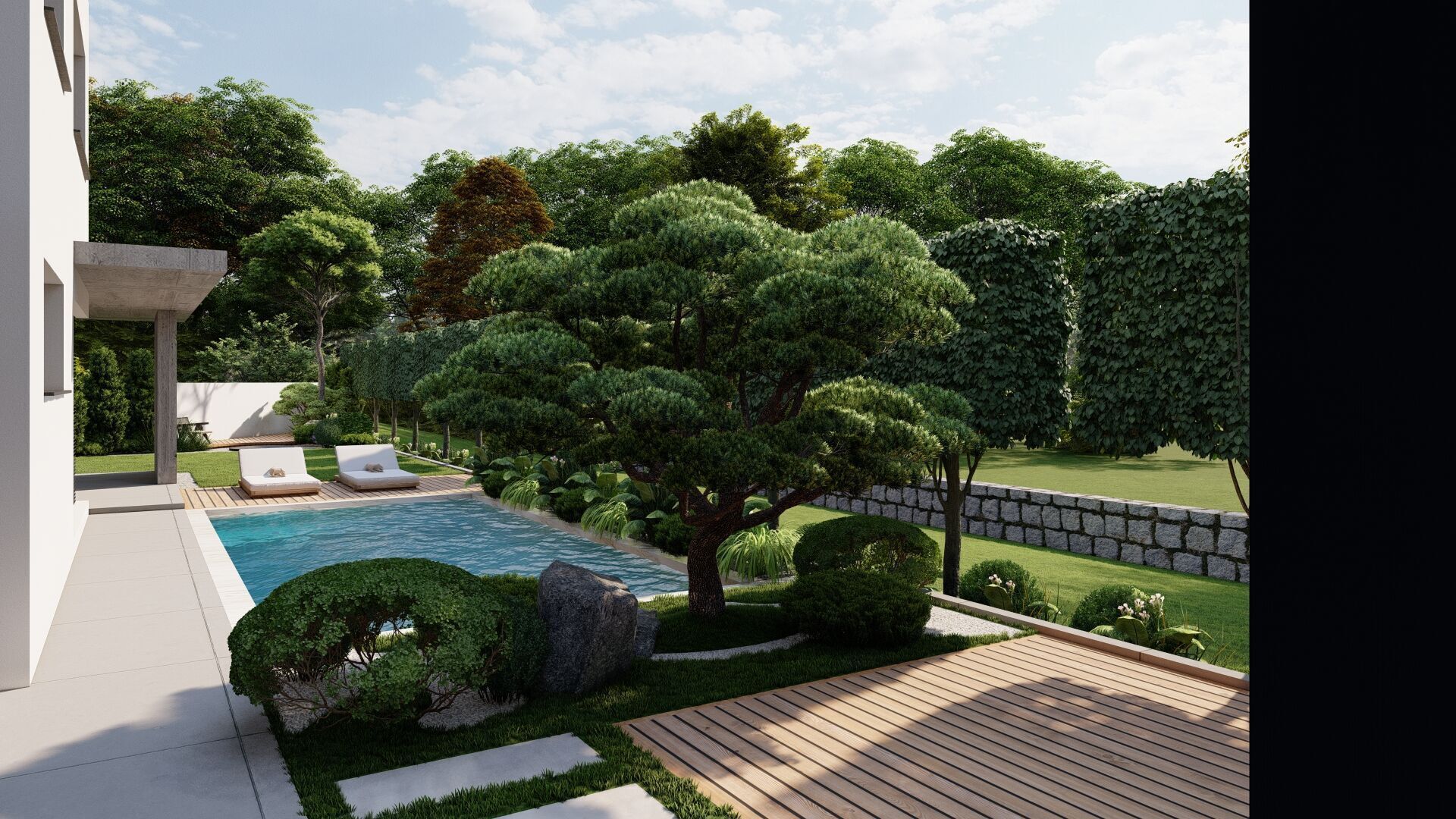 Garden Landscape 3D Model - SketchUp and Lumion Scene 3D model 3D model_1