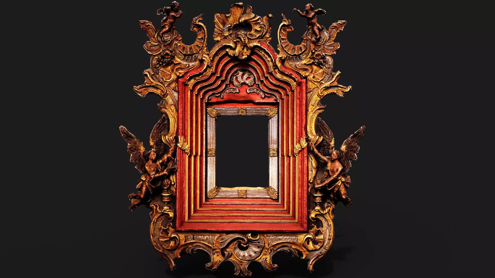 ornamental baroque frame picture PBR photogrammetry Low-poly 3D model