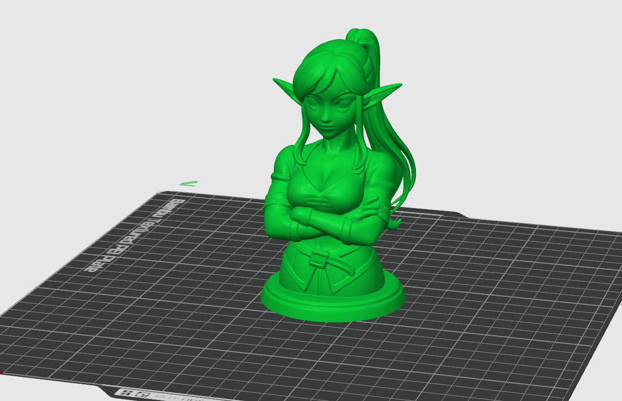 Confident Elf Girl - Anime-Style Fantasy Bust 3D print model_2