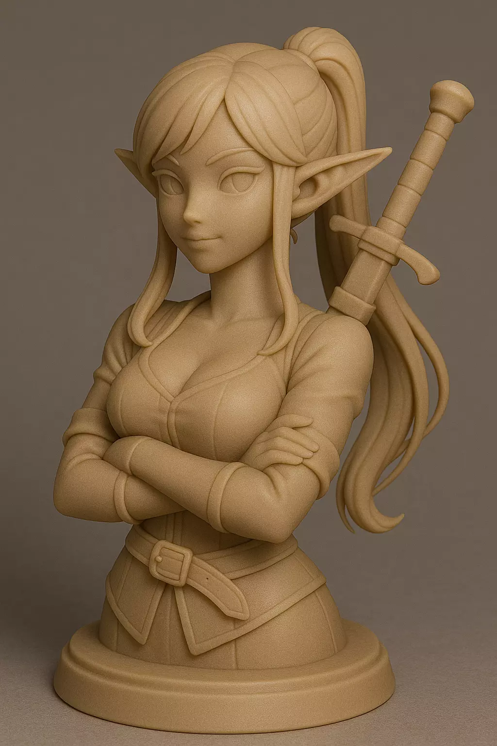 Confident Elf Girl - Anime-Style Fantasy Bust 3D print model_0