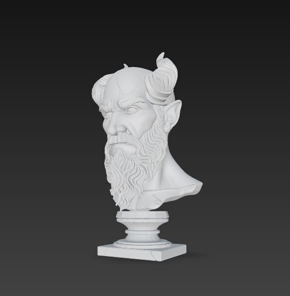 Horned Ancient Warrior Bust 3D print model_10