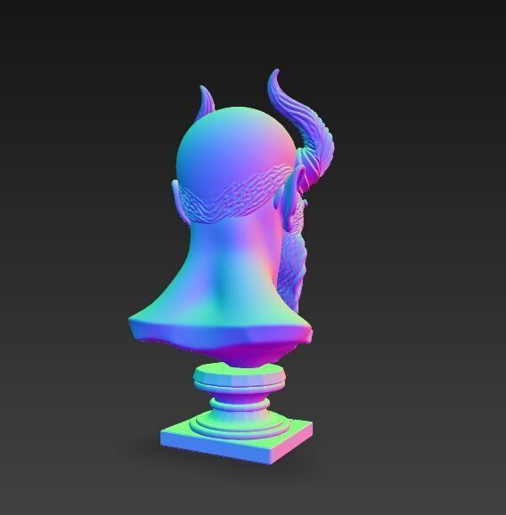 Horned Ancient Warrior Bust 3D print model_2