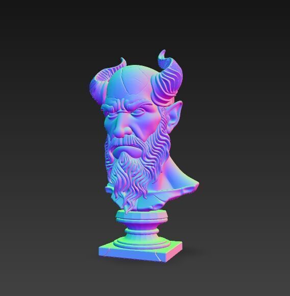 Horned Ancient Warrior Bust 3D print model_4