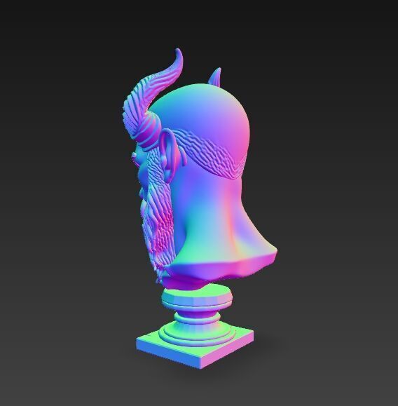 Horned Ancient Warrior Bust 3D print model_3