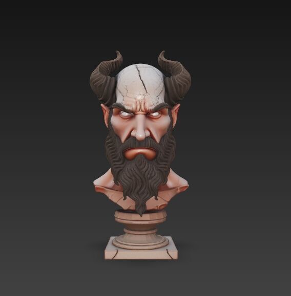 Horned Ancient Warrior Bust 3D print model_14