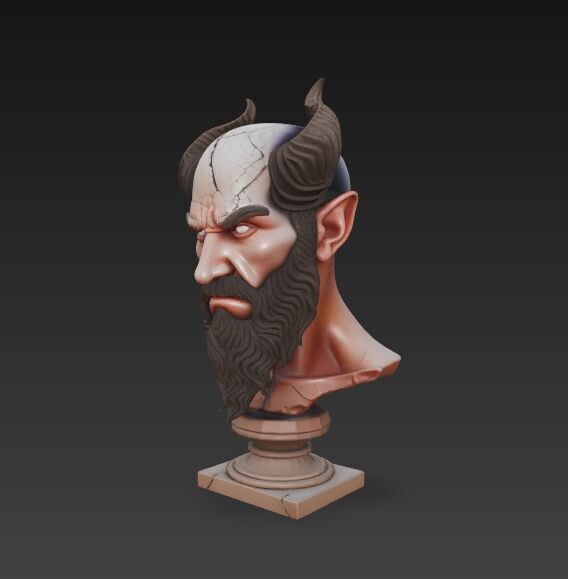 Horned Ancient Warrior Bust 3D print model_12