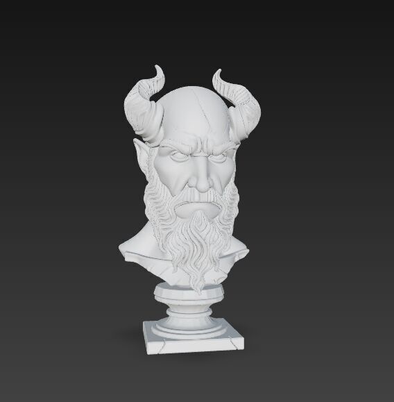 Horned Ancient Warrior Bust 3D print model_11