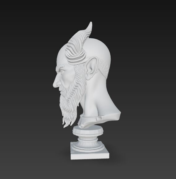 Horned Ancient Warrior Bust 3D print model_9