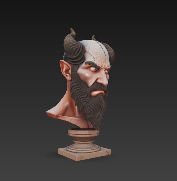 Horned Ancient Warrior Bust 3D print model_1