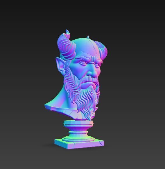 Horned Ancient Warrior Bust 3D print model_5
