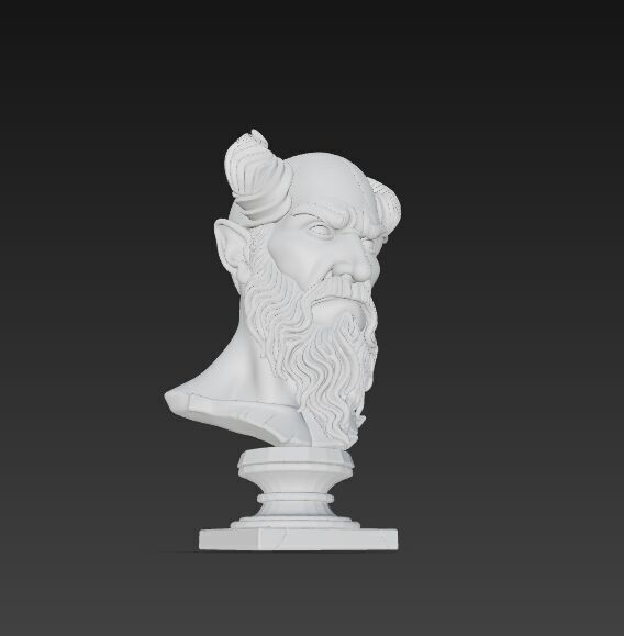 Horned Ancient Warrior Bust 3D print model_6