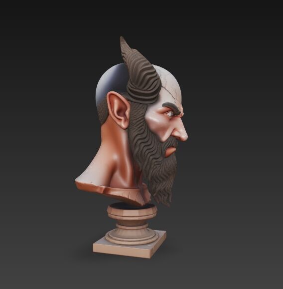 Horned Ancient Warrior Bust 3D print model_15