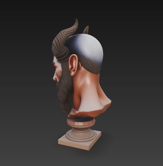 Horned Ancient Warrior Bust 3D print model_17