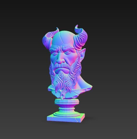 Horned Ancient Warrior Bust 3D print model_19