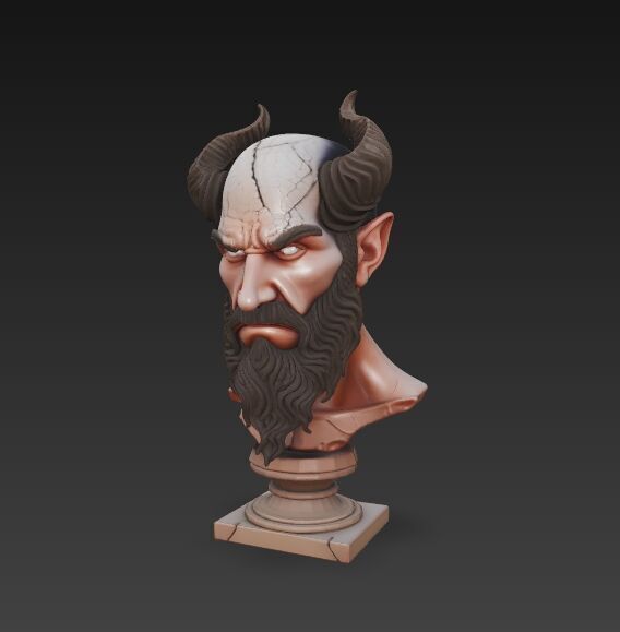 Horned Ancient Warrior Bust 3D print model_18