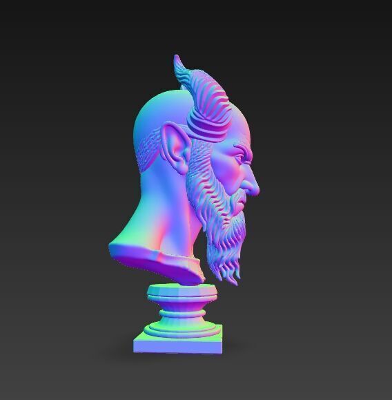 Horned Ancient Warrior Bust 3D print model_21