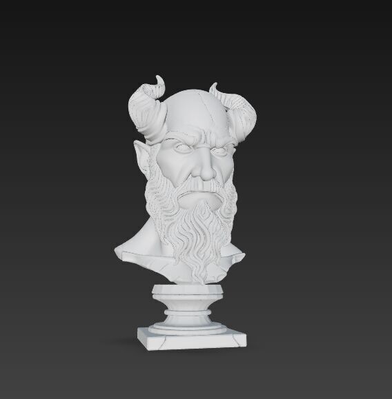Horned Ancient Warrior Bust 3D print model_13
