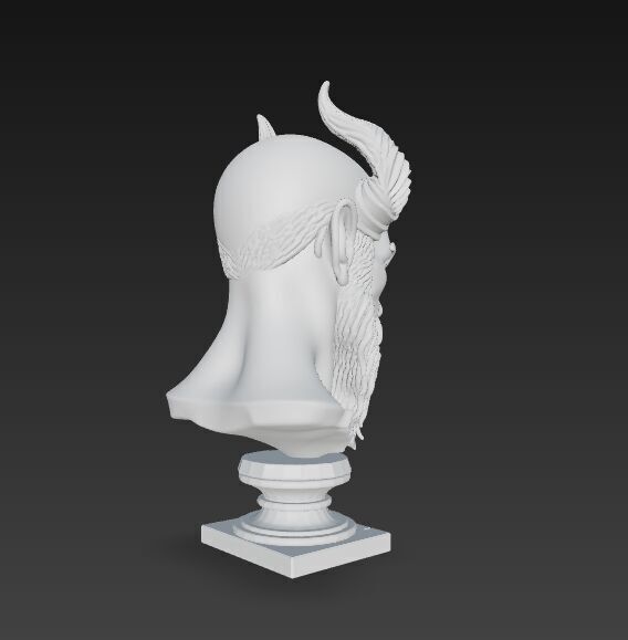 Horned Ancient Warrior Bust 3D print model_7