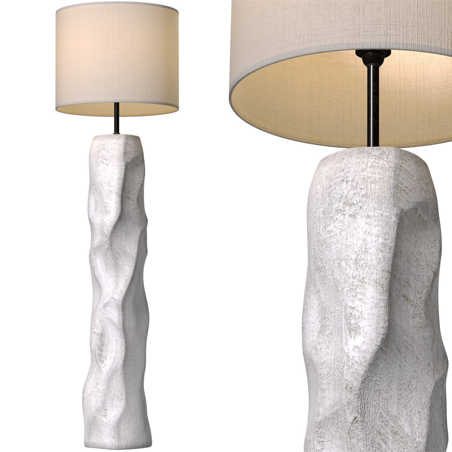 Stone Wabi-Sabi Sculptural Design Japane style Modern Floor Lamp 3D model_6
