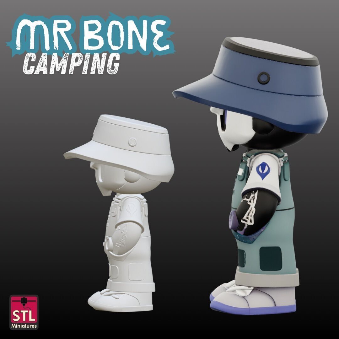 Mr Bone Camping Comic Style 3D print model_2