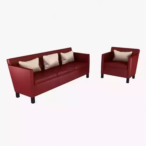 Knoll Krefeld leather sofa and chair 3D model