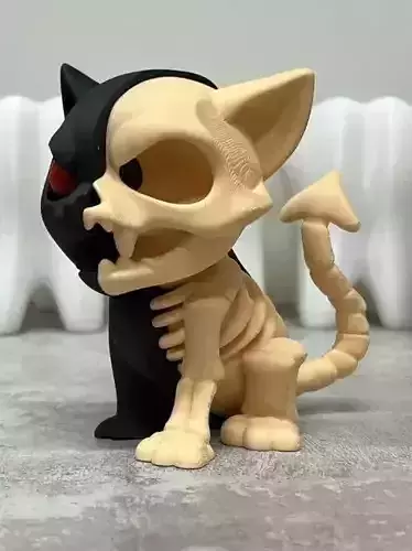 Evil cat and skull 