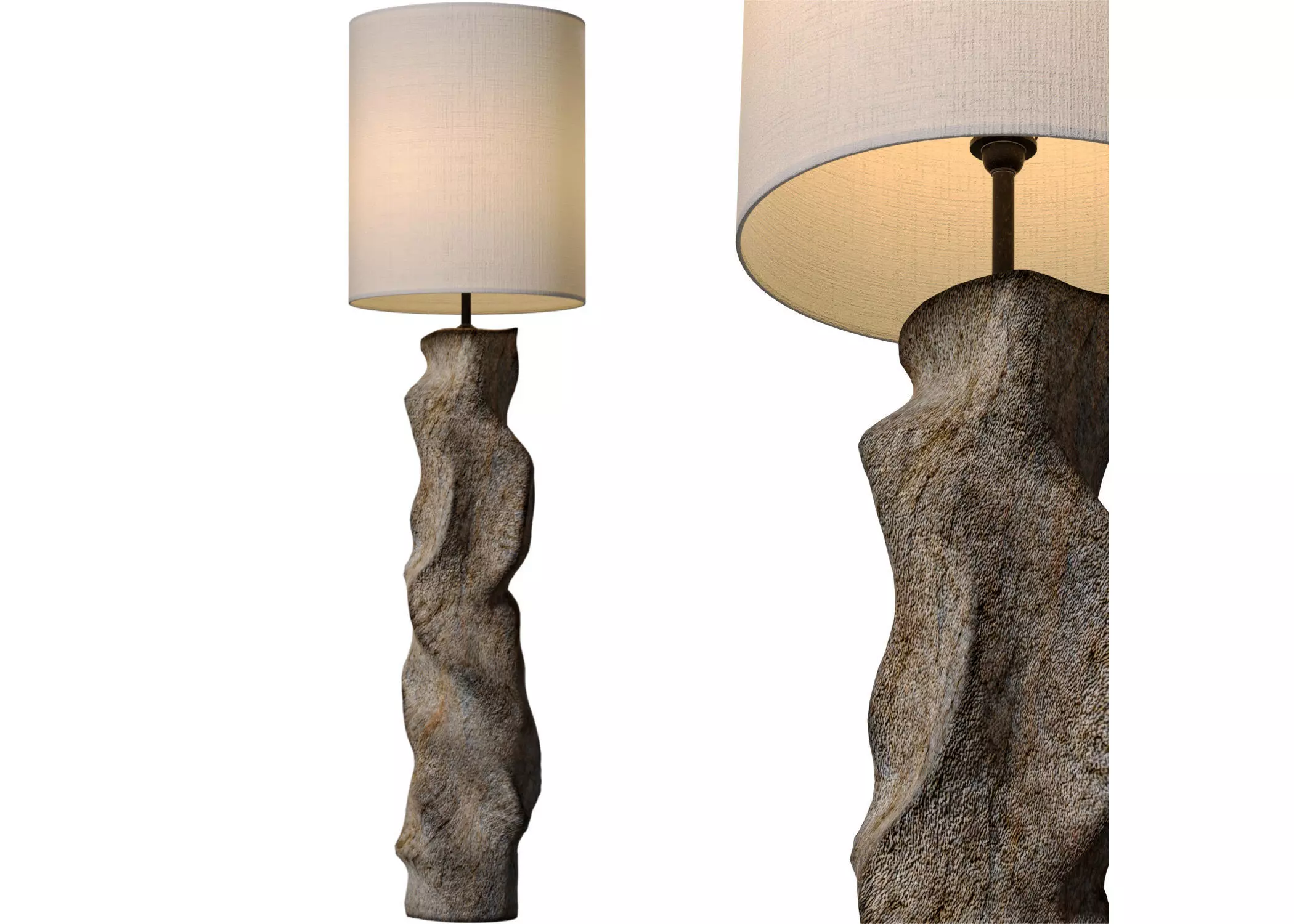 Stone plaster Wabi-Sabi Sculptural Scandinavian Floor Lamp 3D model_0